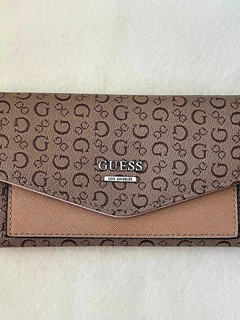 GUESS Wellman SLG Tri-Fold Mocha Wallet